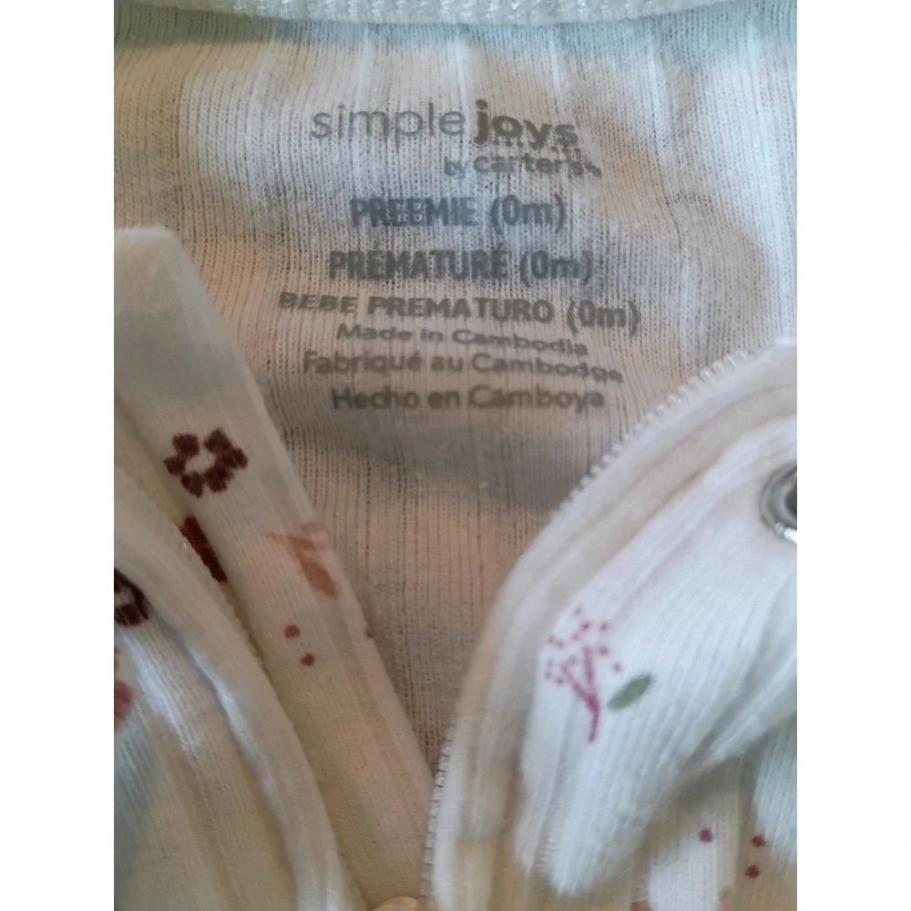 Simple Joys by Carters Baby Girl Preemie Footed Sleepers 2 Pack Floral Ribbed